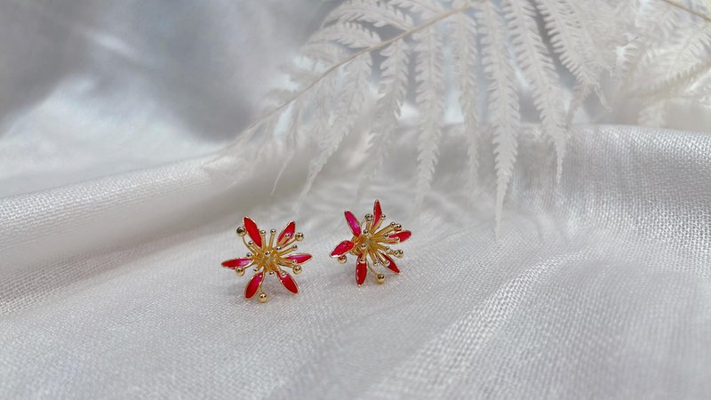 贴耳式 | 彼岸花 - 耳环/耳夹 - 其他材质 多色