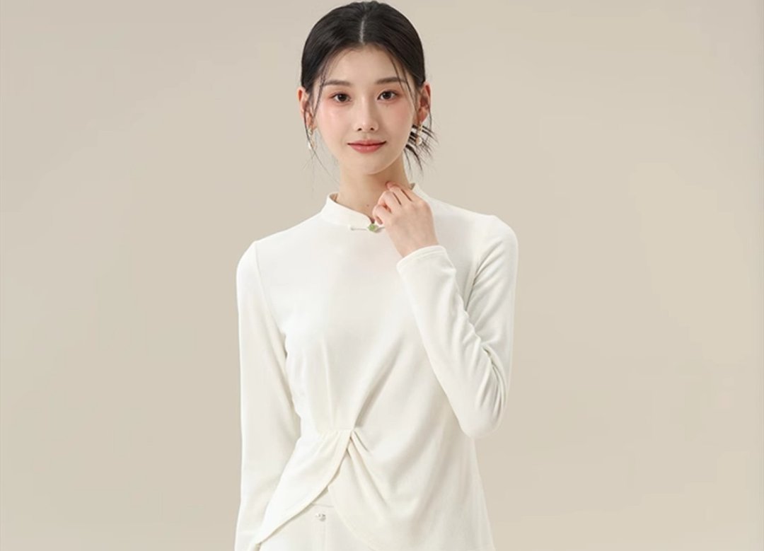 新中式复古中国风 百搭显瘦上衣打底衫 - 女装上衣 - 其他材质 白色