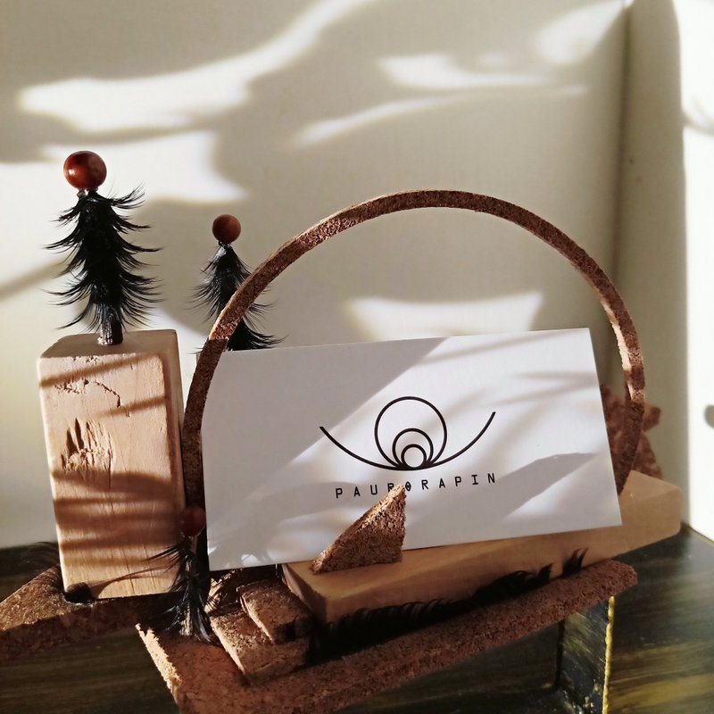 零废弃实验室/两面用/名片架/交换礼物/圣诞乐园/软木塞 - 名片架/名片座 - 软木/水松木 卡其色