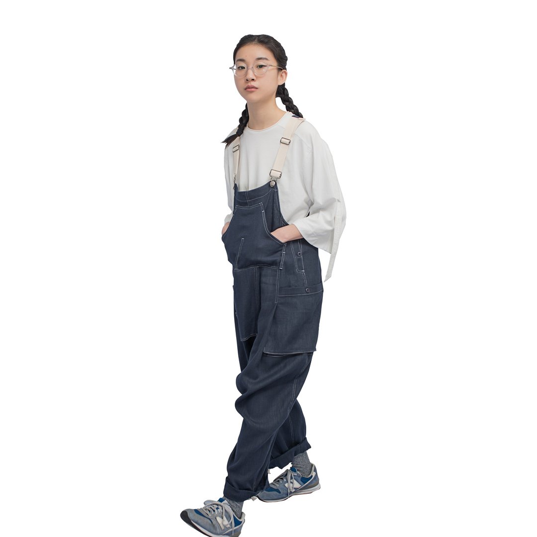 rin OVAL overall 吊带裤 背带裤 暗夜蓝-棉麻透气-连身工作服 - 背带裤/连体裤 - 棉 蓝色