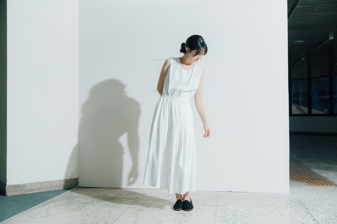 宽褶裙 黑.白 100% Organic Cotton - 裙子 - 环保材料 