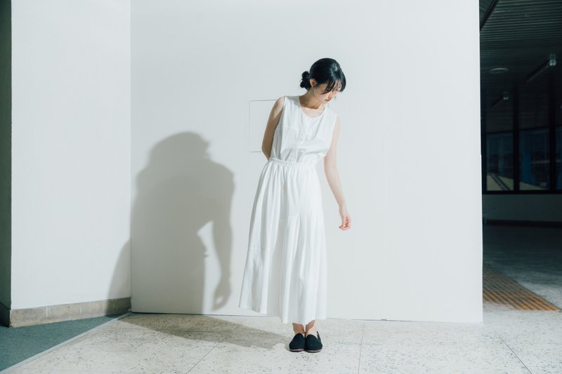 宽褶裙 黑.白 100% Organic Cotton - 裙子 - 环保材料 
