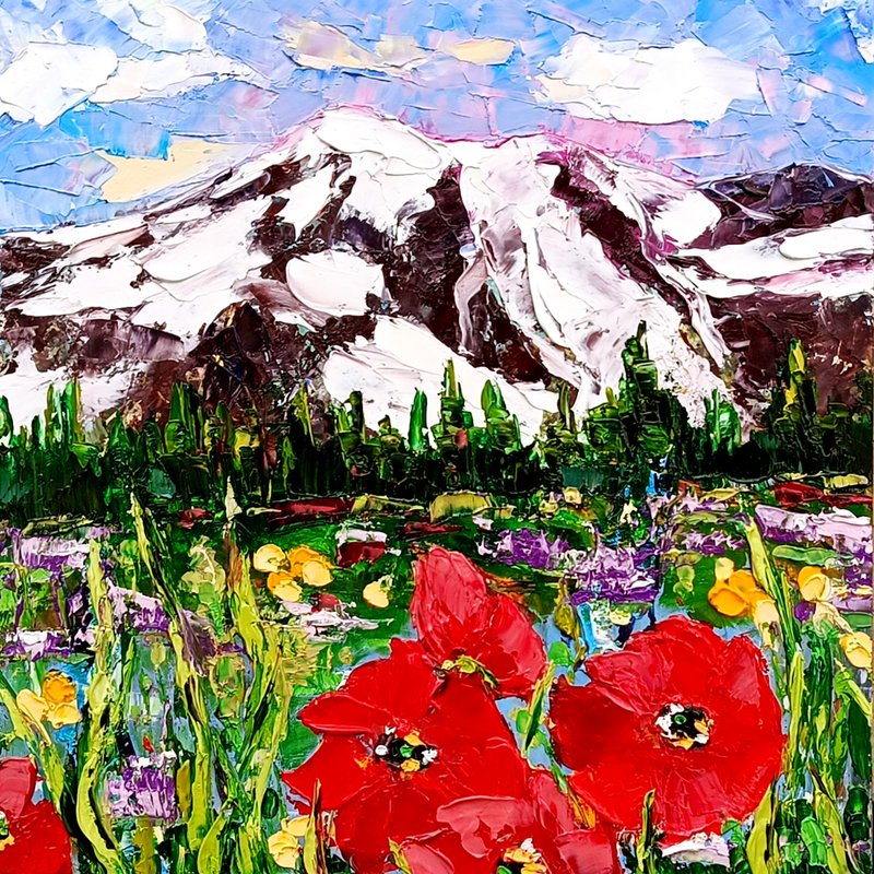 风景画 原创艺术 风景画 10 x 10 - 墙贴/壁贴 - 其他材质 红色