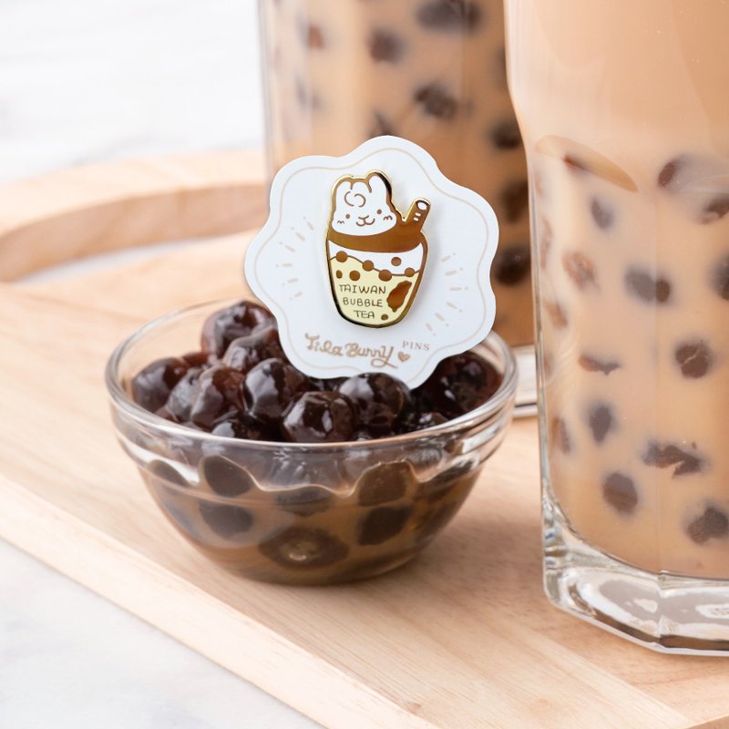 金属别针 | 徽章 | 台湾 | 珍珠奶茶 | 可爱原创插画 | 饰品 - 徽章/别针 - 其他金属 白色