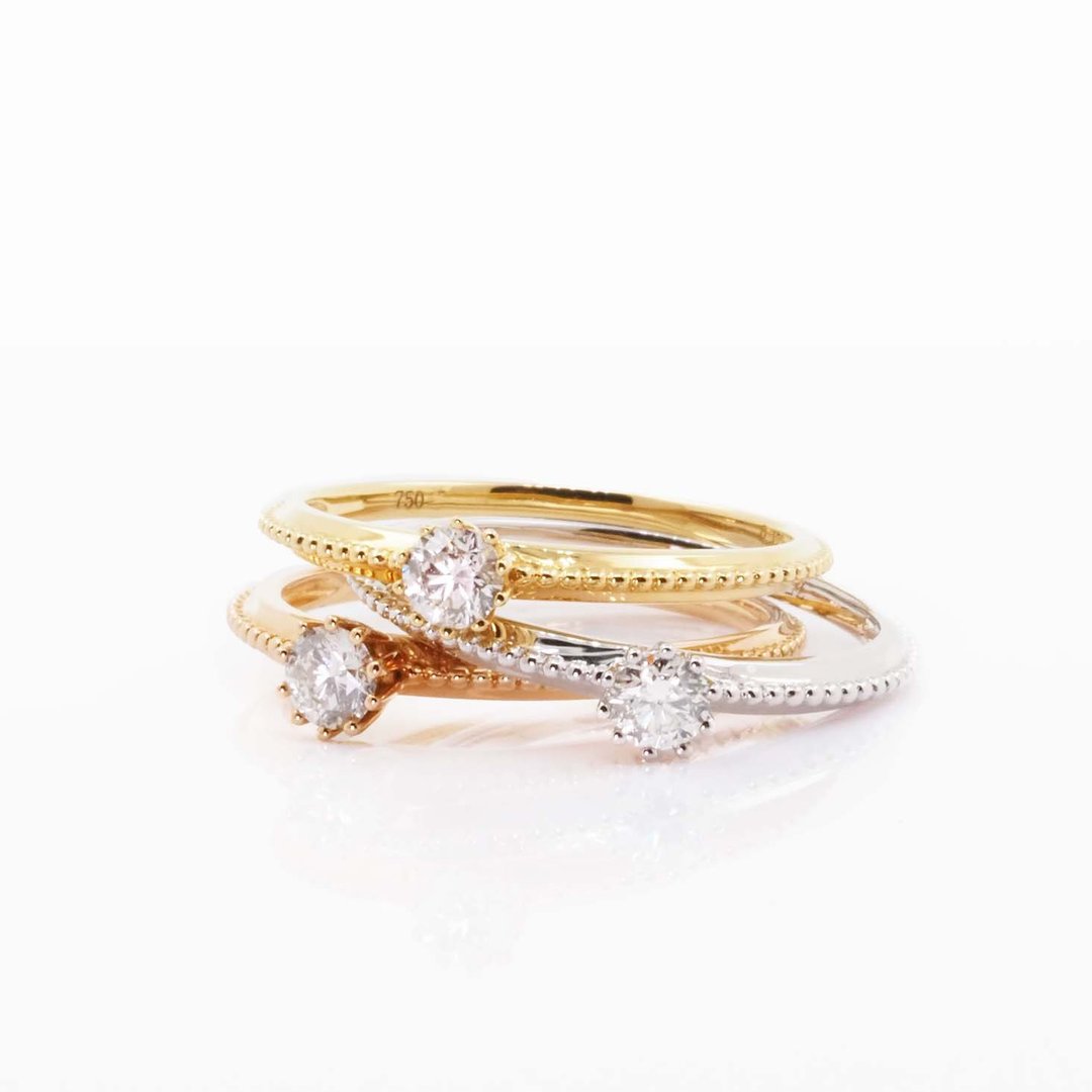 The Only One Diamond  Ring| 日系复古钻石戒指 | 18K 玫瑰金 - 戒指 - 贵金属 金色