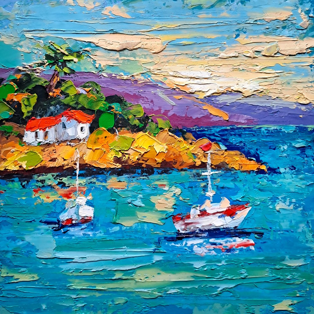 拉古纳海滩油画海景厚涂原创艺术 - 墙贴/壁贴 - 其他材质 多色