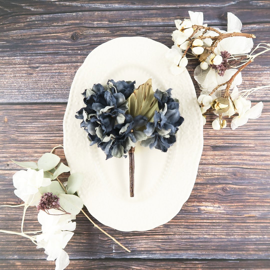 Corsage.| Corsage | Antique Hydrangea. | Blue. | - 胸花/手腕花 - 棉．麻 蓝色