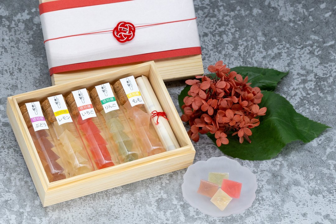 和菓子 | 打卡日系礼物 琥珀糖 木盒装 5支入【宝石系列】 - 零食/点心 - 其他材质 