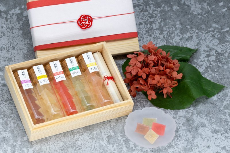和菓子 | 打卡日系礼物 琥珀糖 木盒装 5支入【宝石系列】 - 零食/点心 - 其他材质 