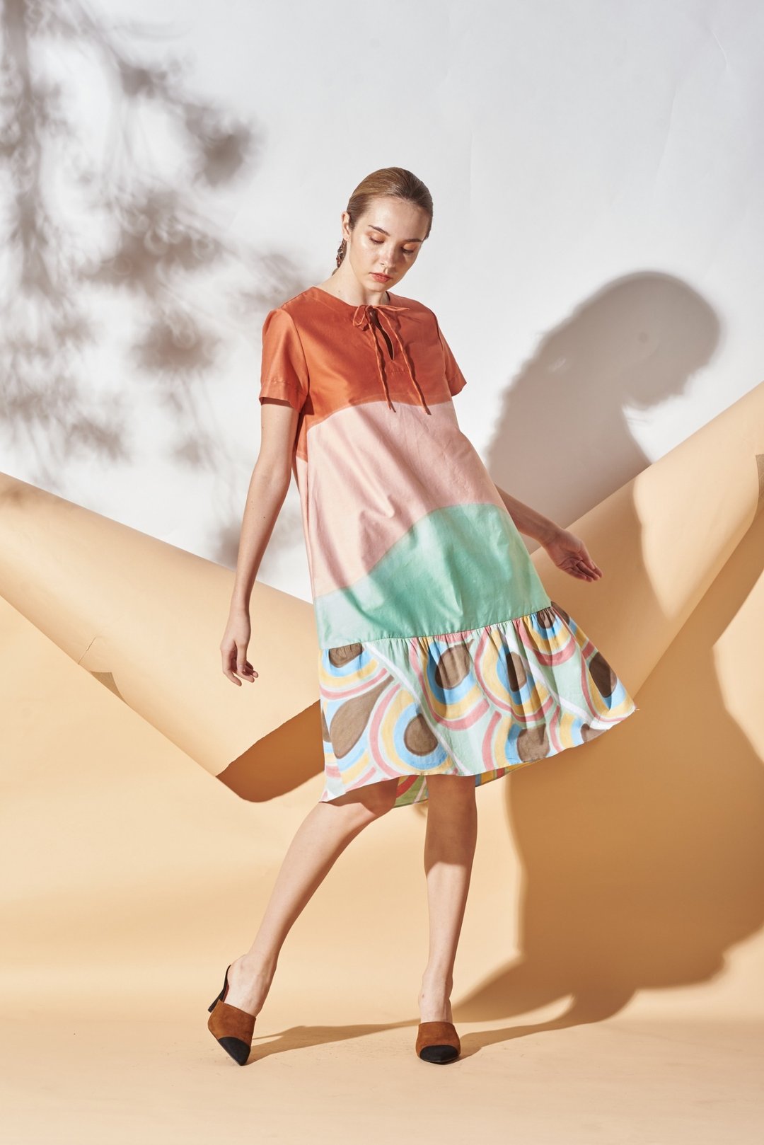 Short Dress Cotton Hand Paint Art&Decor - 洋装/连衣裙 - 棉 咖啡色