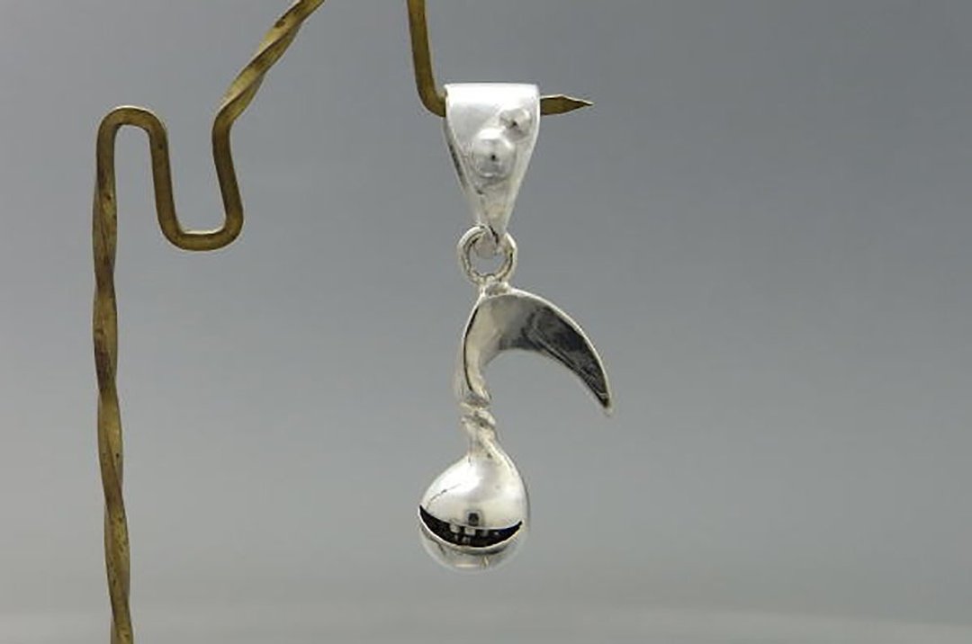 smile note_P1 (s_m-P.14) only pendant top without a chain 沒有銀鍊  吊墜上衣 音樂 音符 笑臉 - 项链 - 纯银 银色