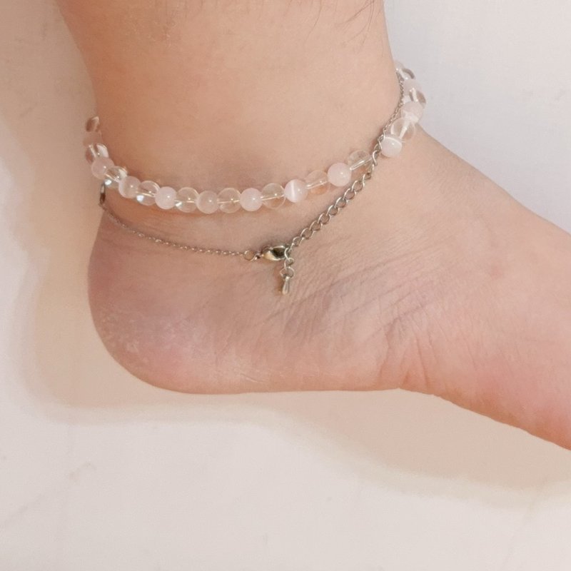 光之眠花 足下沾桃花 - 脚链/脚环 - 水晶 粉红色