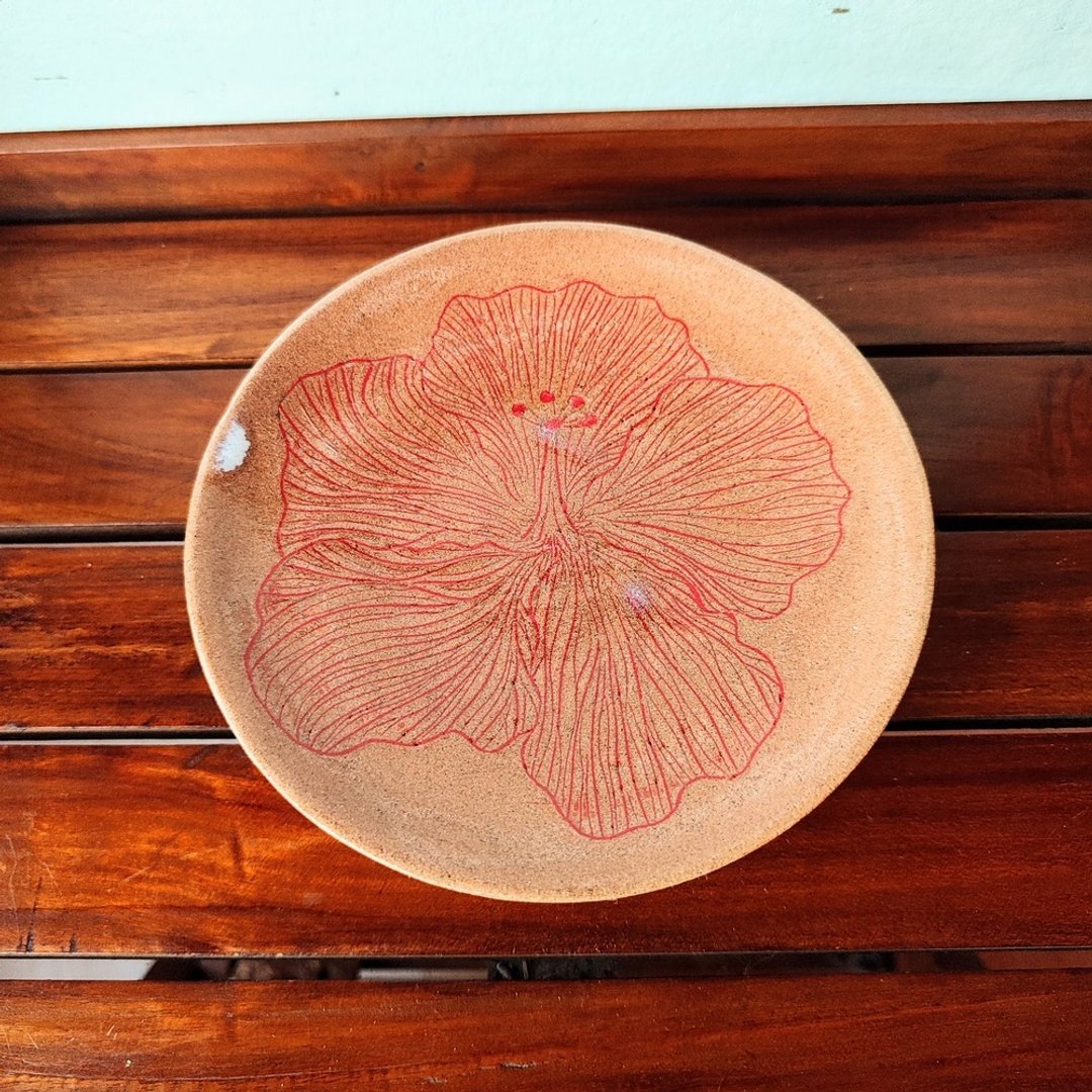 手作陶-点心碟子-小餐盘-蜡烛盘-花卉插画 - 盘子/餐盘/盘架 - 陶 