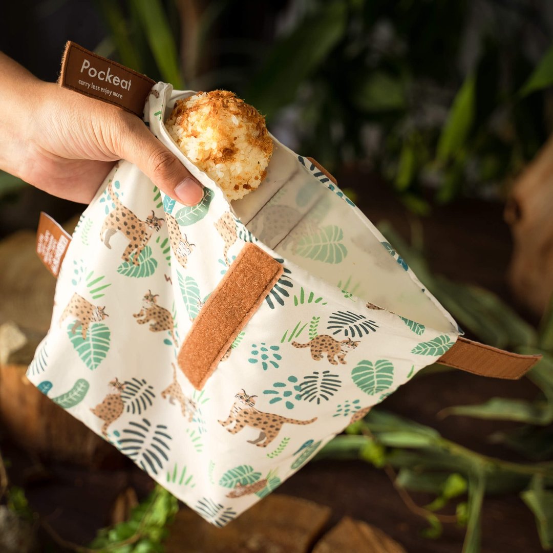 好日子 | Pockeat环保食物袋(小食袋)-惜惜石虎 - 便当盒/饭盒 - 塑料 卡其色