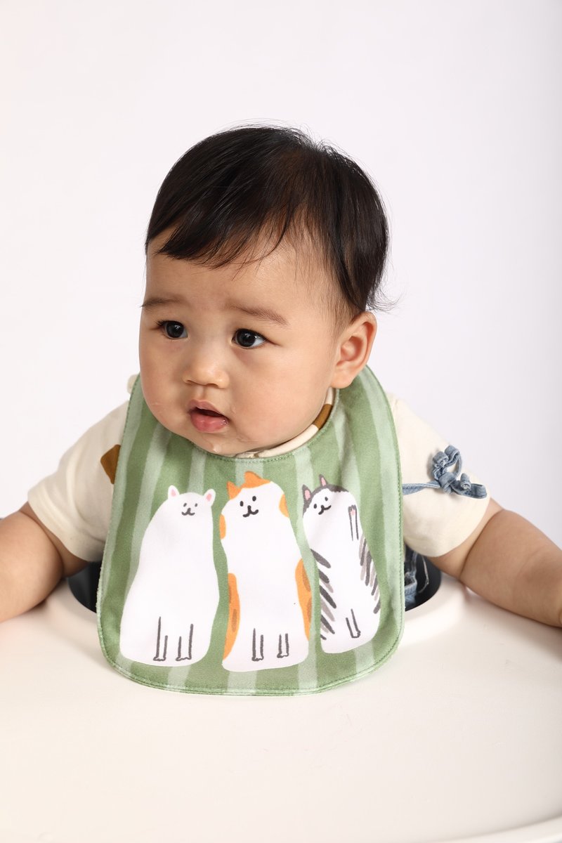 宝宝口水兜 猫麻糬【动物园派对】 - 围嘴/口水巾 - 其他材质 绿色