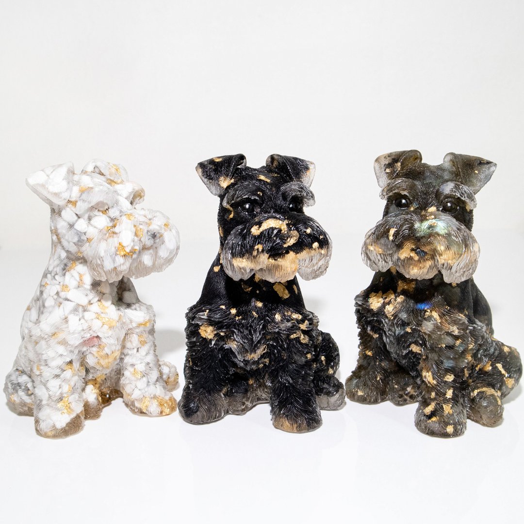 水晶 雪纳瑞 XL 号 | 天然石摆饰 | 开店装饰 生日 | 宠物 狗狗 - 摆饰 - 水晶 多色
