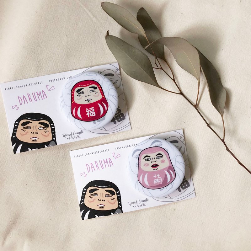 厌世达摩 两色 插画马口铁胸章 胸针一个 - 胸针 - 其他金属 多色