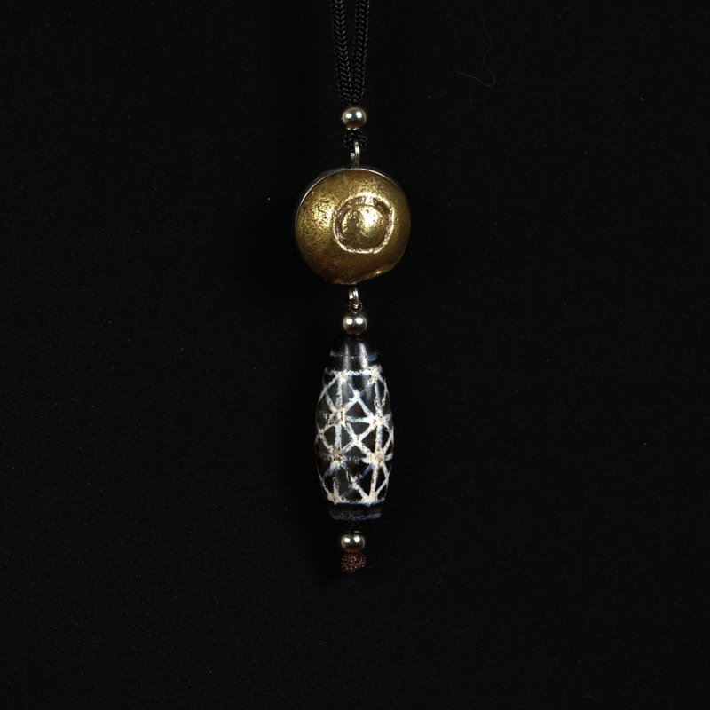 缅甸达隆咒珠-西亚网格纹古珠绳链 - 长链 - 其他材质 