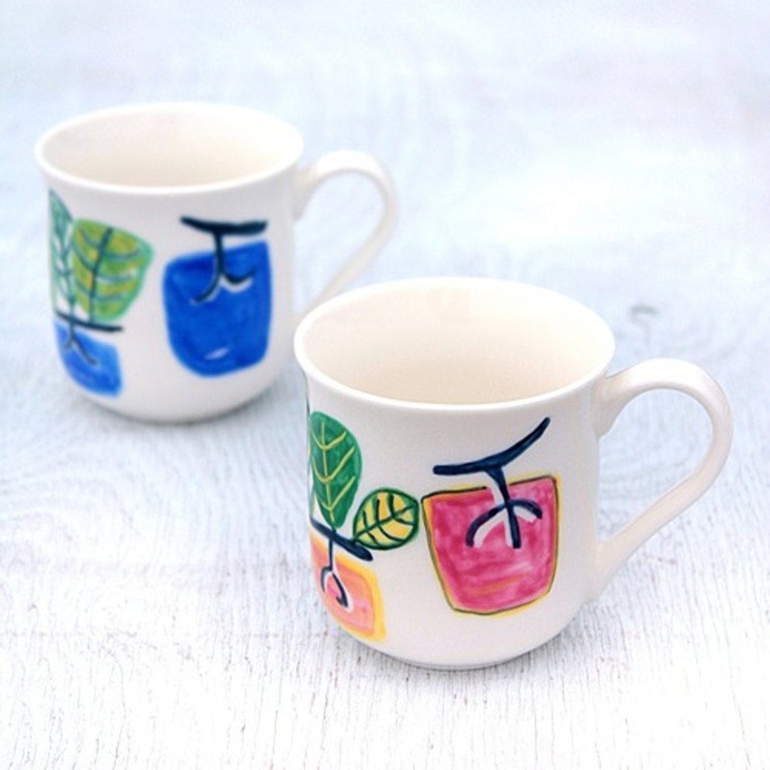 Persimmon pattern (rose pink) mug - 咖啡杯/马克杯 - 陶 