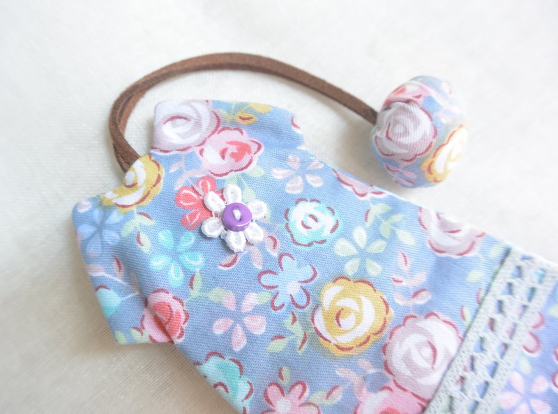 手感洋装钥匙包 - 玫瑰 - 钥匙链/钥匙包 - 棉．麻 蓝色