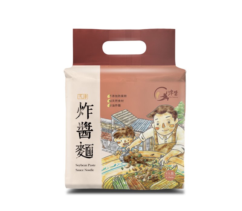 【津酱】天津炸酱面 | 干拌面  炸酱   (4袋16入/箱) - 面/面线/米粉 - 新鲜食材 红色