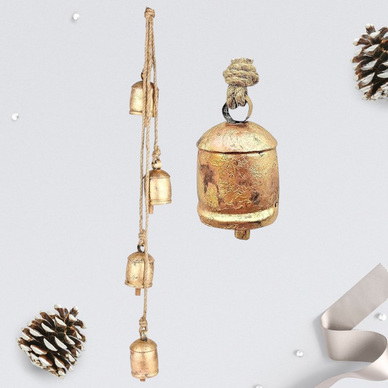 复古风36英寸金色牛铃风铃挂饰－手工门铃室外装饰铃串 - 摆饰 - 其他材质 