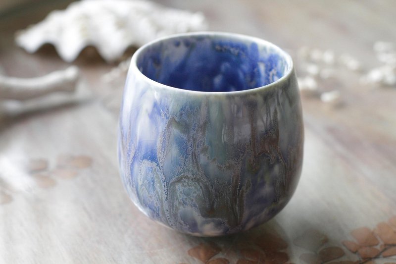 手工上釉油画风瓷杯/马克杯11 - 咖啡杯/马克杯 - 陶 蓝色