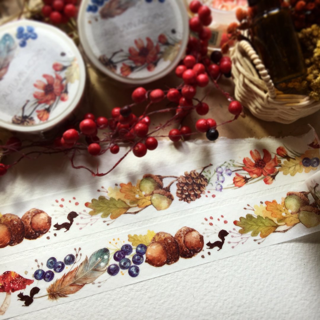 Rabbitoffee Masking Tape (No.5 - Autumn Acorn) - 纸胶带 - 纸 