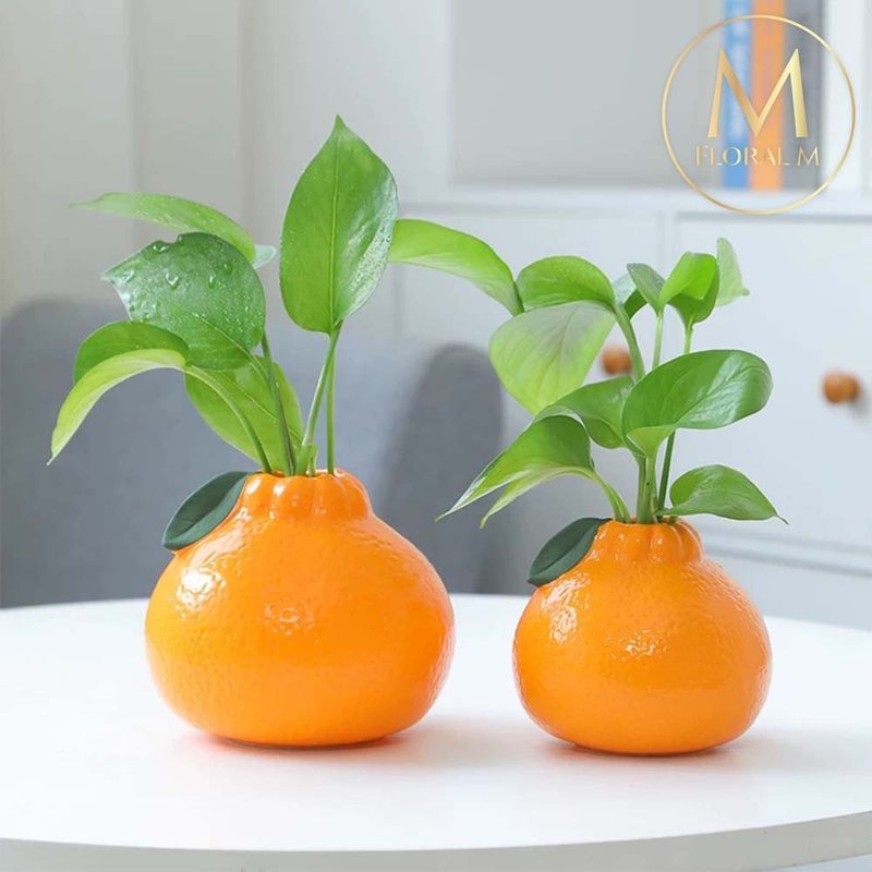 大橘大利水果造型陶瓷花瓶 - 花瓶/陶器 - 塑料 绿色