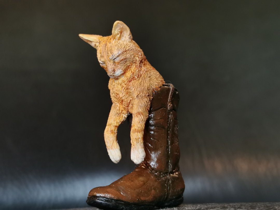 靴子里的猫睡觉奇幻动物雕像雕塑 - 玩偶/公仔 - 其他材质 多色