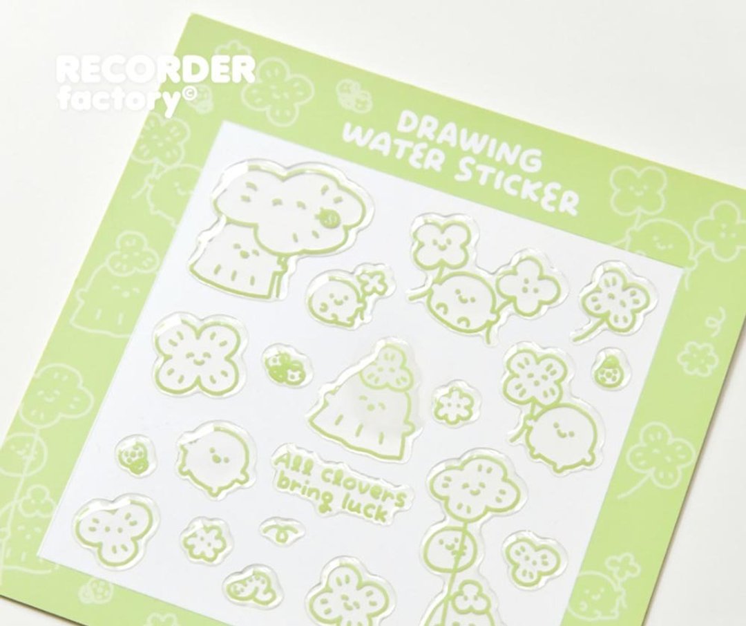 Drawing Water Sticker All Clovers Bring Luck by Recorder Fac - 贴纸 - 其他材质 绿色