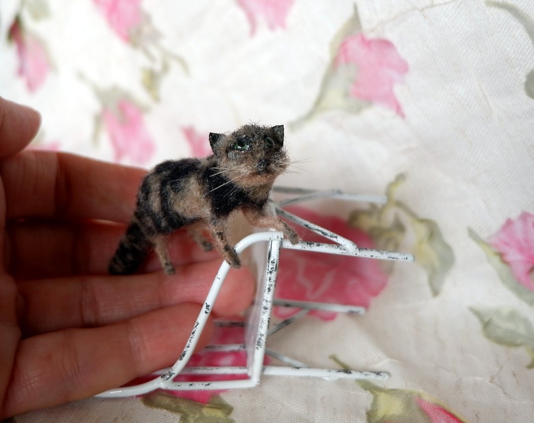逼真的玩具 猫奴-看这里  虎斑猫 定制宠物羊毛毡 - 玩偶/公仔 - 羊毛 咖啡色