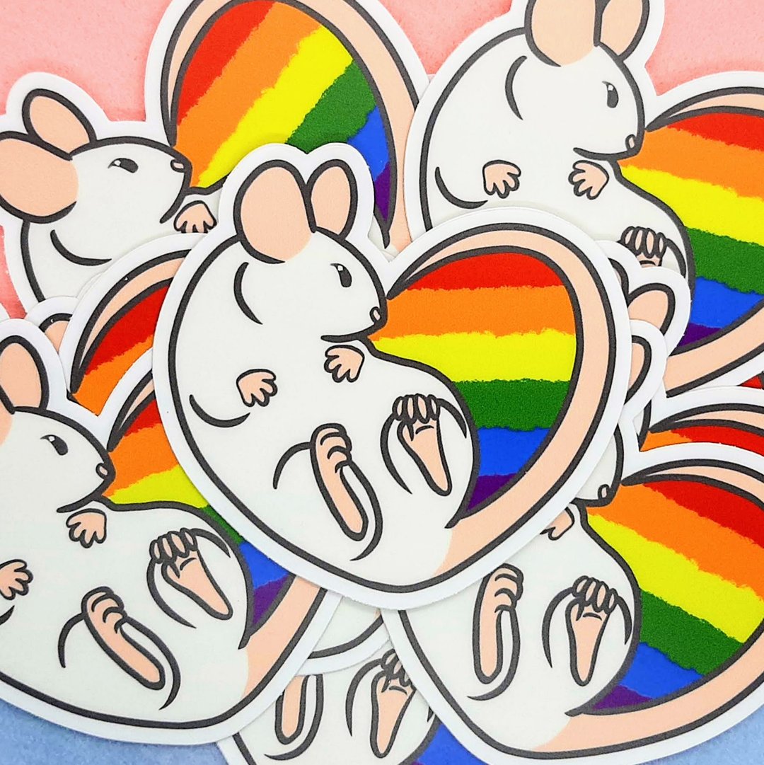 LGBT同志骄傲老鼠彩虹大贴纸 - 贴纸 - 纸 多色
