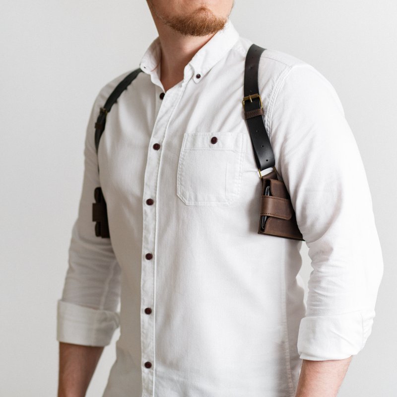 手机壳 皮革肩背包 皮套 斜背包 斜背包 / 蜡染皮革肩带 - 手机壳/手机套 - 真皮 