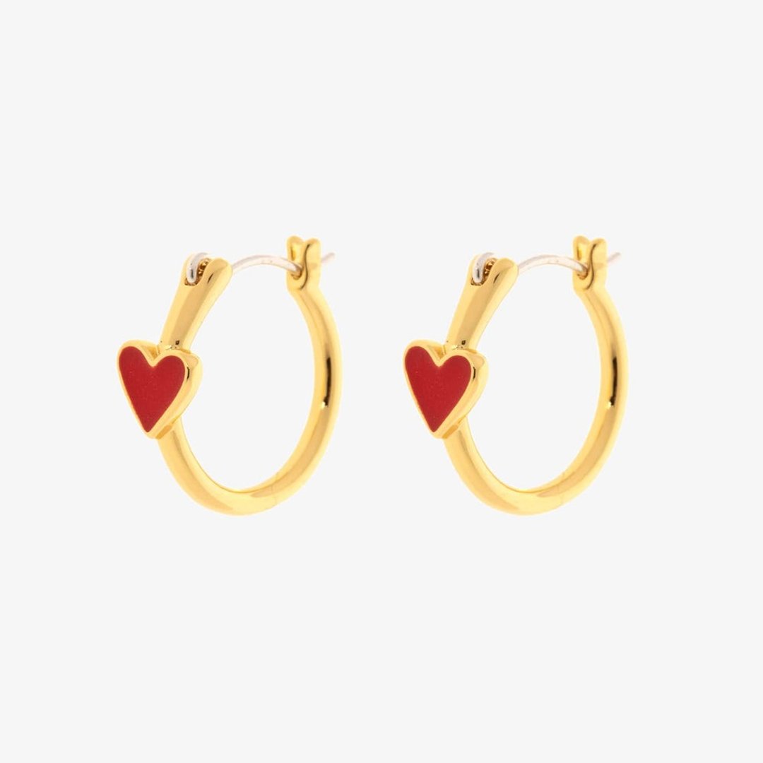 Pura Vida 美国手工 PETITE HEART HOOP EARRINGS 爱心圈形耳环 - 耳环/耳夹 - 其他材质 金色