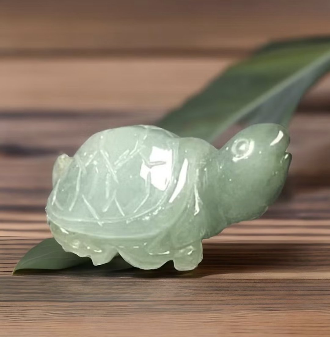 【吉祥·长寿】冰飘绿花翡翠乌龟摆饰 | 天然缅甸翡翠A货 | 送礼 - 摆饰 - 玉石 绿色