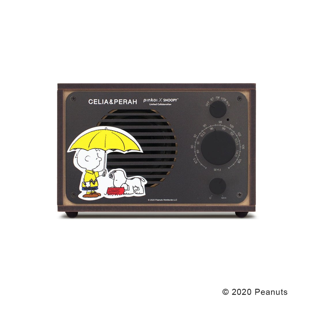 只含面板_R1 - Snoopy 联名限定面板 - 查理布朗撑伞款 - 扩音器/喇叭 - 木头 黑色