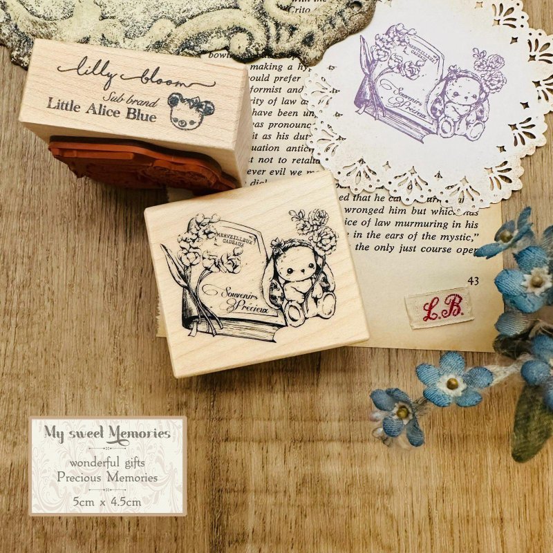 Little Alice Blue木印章【My sweet Memories美丽回忆】 - 印章/印台 - 木头 咖啡色
