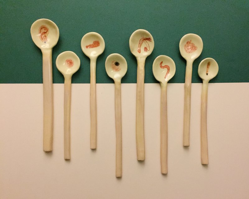 恐怖情人 小汤匙 情人 一对 对匙 - 餐刀/叉/匙组合 - 陶 金色