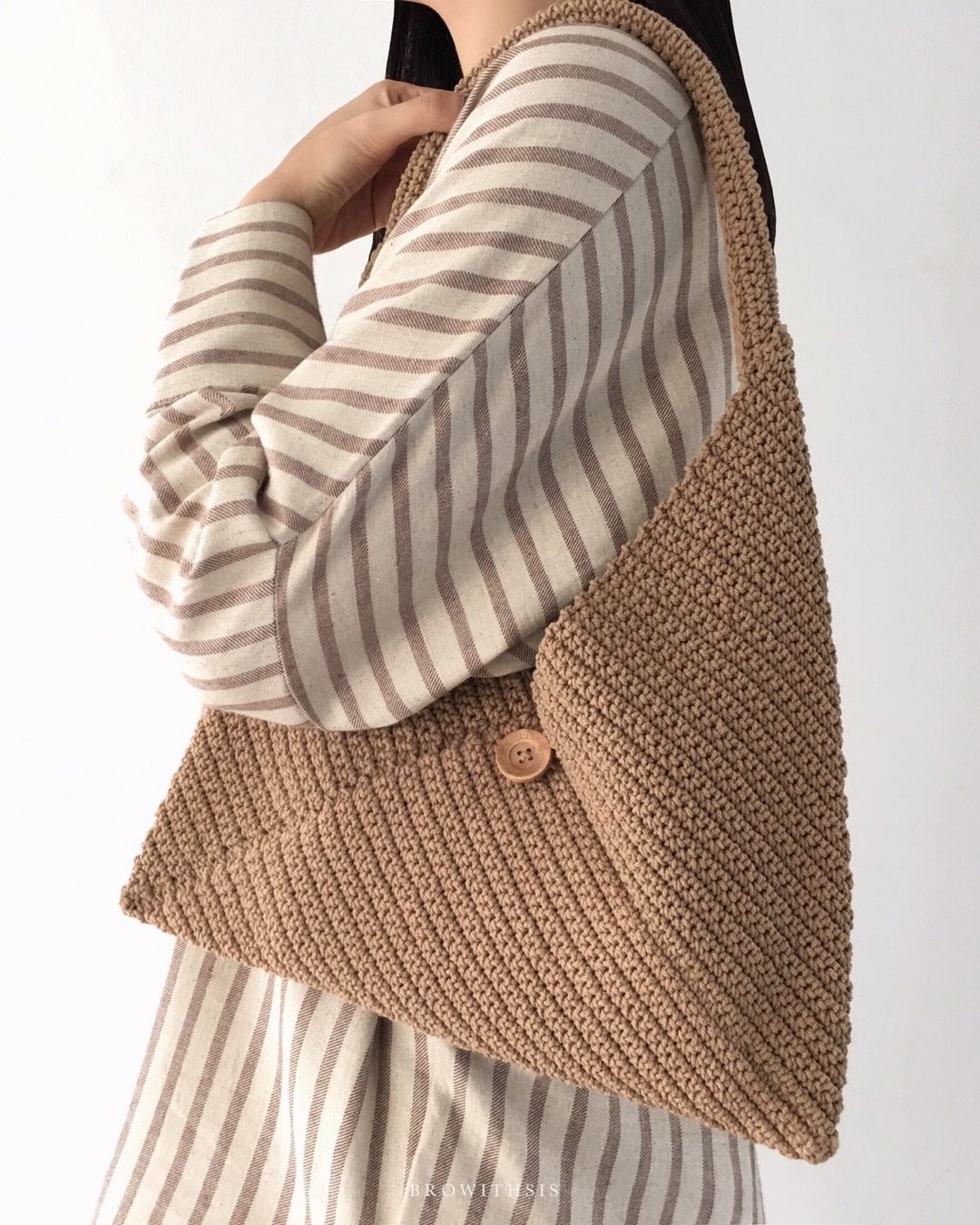 Triangle cotton tote bag / Crochet bag - 手提包/手提袋 - 棉 多色