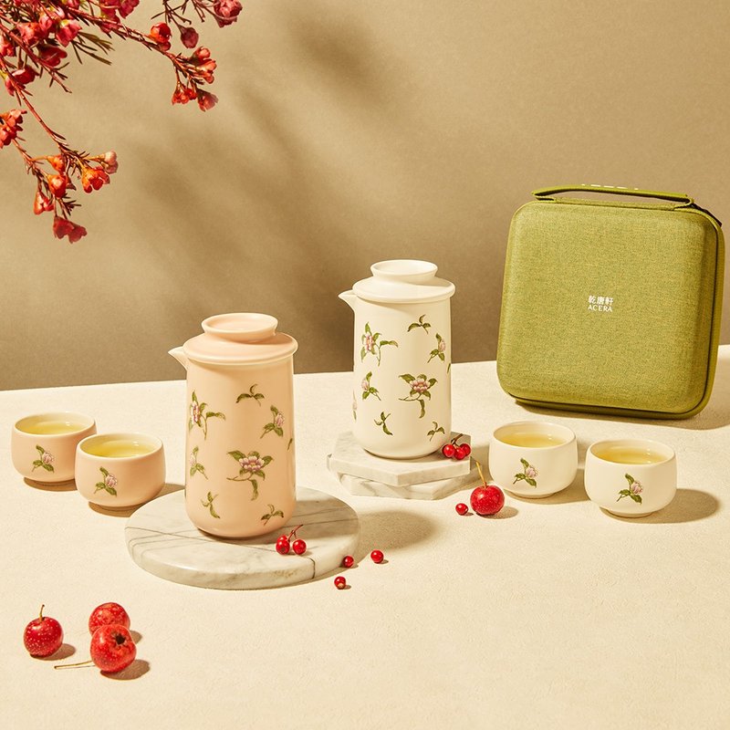 花神泡茶器 / 一壶+二杯 / 2色 - 茶具/茶杯 - 瓷 粉红色