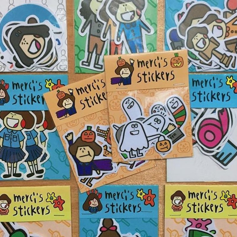 鬼出没注意“贴纸组” - 贴纸 - 纸 橘色