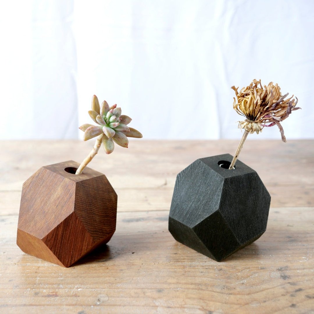 FUQUGI Single-wheeled polyhedron (VASE) / Natural - 花瓶/陶器 - 木头 