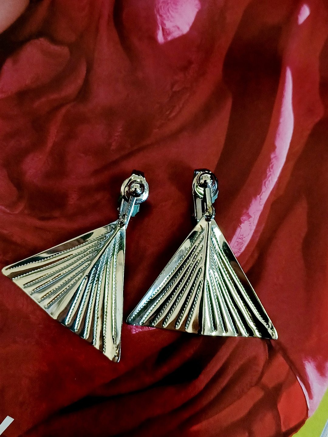 vintage jewelry  古典金属垂坠鱼尾 夹式耳环 - 耳环/耳夹 - 其他金属 