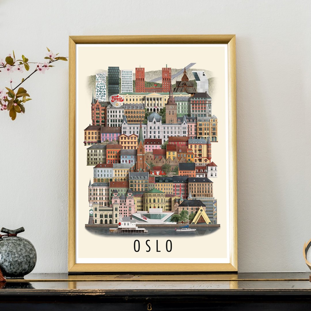 Martin Schwartz 城市海报 挂画 奥斯陆 OSLO 入厝礼物 - 海报/装饰画/版画 - 纸 多色