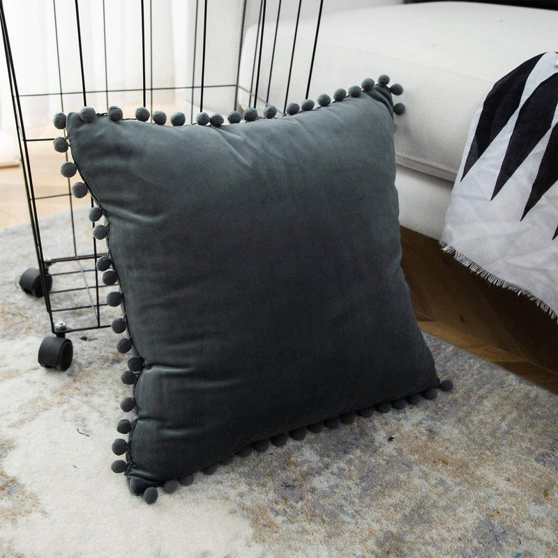 Niqqi 杜丽乐系列 深灰色抱枕套 45*45 - 枕头/抱枕 - 其他人造纤维 