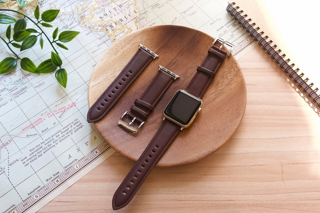【出清福利品】意大利真皮手工表带 深咖色  APPLE /Garmin/22mm - 表带 - 真皮 咖啡色