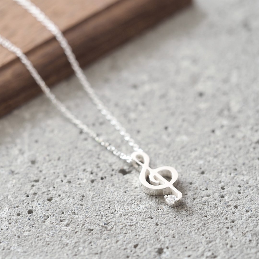 Clef Necklace Silver 925 - 项链 - 其他金属 银色