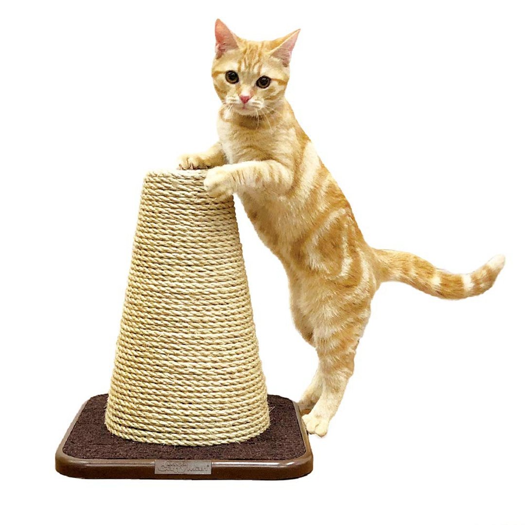 日本CattyMan 猫抓抓游戏麻绳三角锥 - 抓板/跳台 - 棉 卡其色