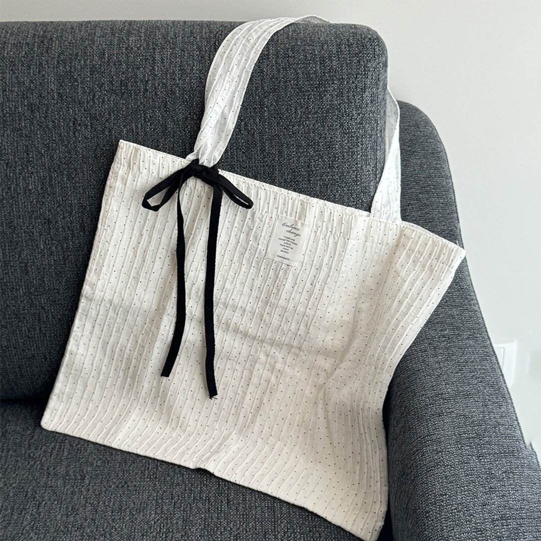 2024 Summer Lite Tote 连蝴蝶结绑带 (黑) - 手提包/手提袋 - 其他材质 